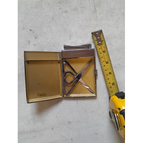 682 - Vintage chrome plate Colibri Monopol cigarette case lighter patented Empire Dublin