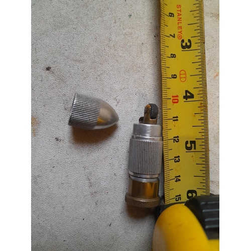 688 - World war II era trench art style petrol lighter made in aluminium and brass bullet shape