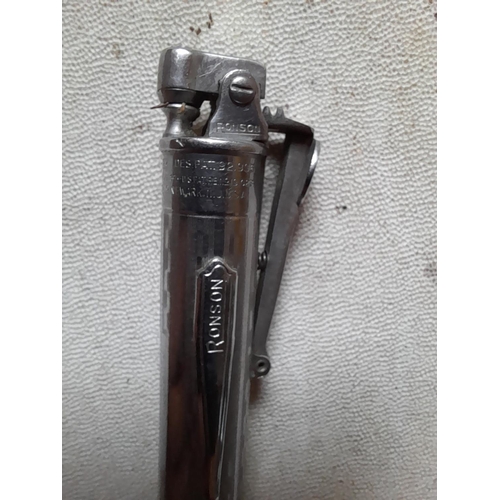 689 - Rare early model flat top Ronson Penciliter, Pat 92996, BR Pat 291895, Canada Pat 289148, US Pat 190... 