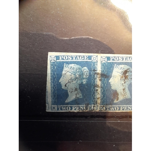 84 - Stamps : Penny Blues : 1841 2d RI - RK strip of three used with full margins