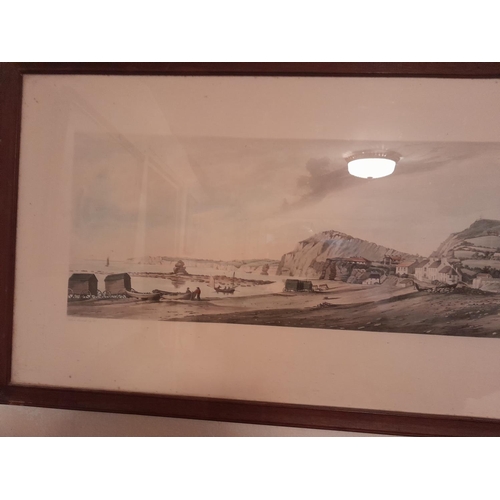 87 - 19th century full size frame Sidmouth Panoramic print, engraved by Havell 57 cms x 300 cms