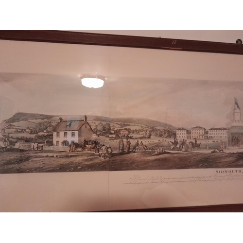 87 - 19th century full size frame Sidmouth Panoramic print, engraved by Havell 57 cms x 300 cms