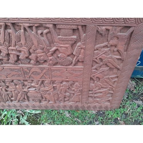 95 - Vintage African carved wooden panel