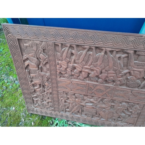 95 - Vintage African carved wooden panel
