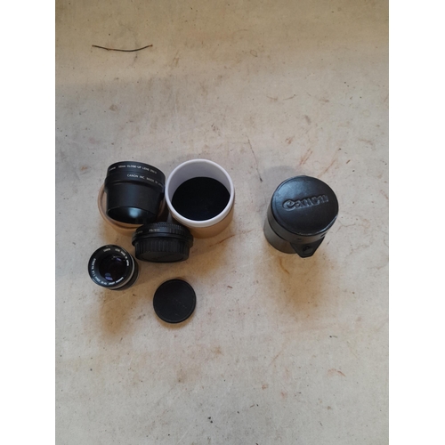 61 - Camera lenses : Canon Close up lens 250 D 58 mm, Canon TV-16 50mm lens  etc