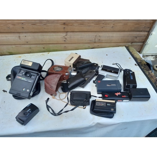 185 - Collection various cameras, Polaroid, Instamatic Cine 8 etc.