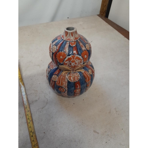 321 - Japanese double gourd vase drilled as a lamp