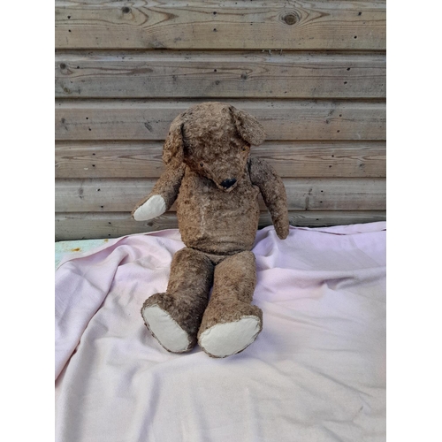 329 - Vintage larger size straw filled teddy bear with hump back