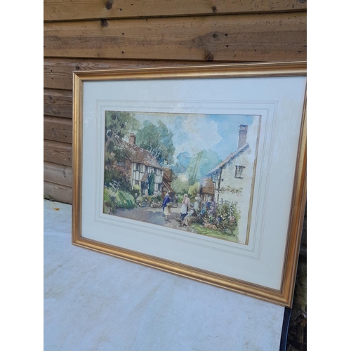 330 - E Richard Sturgeon (1920-1999) watercolour of Children Playing in village street, F&G Provenance pai... 