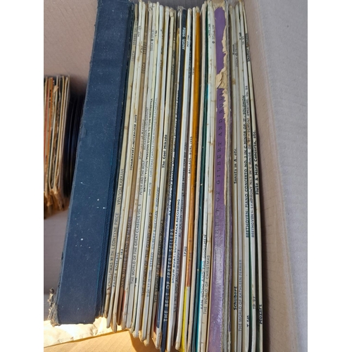 379 - Box of records, mainly classical and musical with similar singles, watercolours and charcoal sketche... 