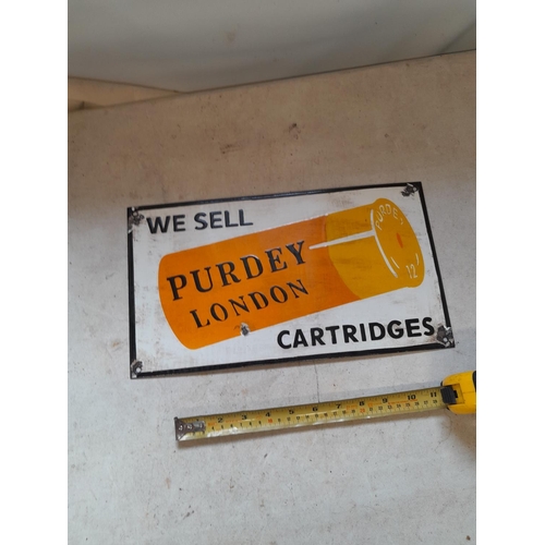 433 - Vintage STYLE enamel sign advertising Purdey Shotguns