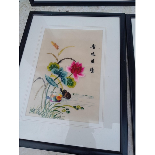 400A - Various pictures, Chinese silkworks of Exotic birds, all signed , prints some suitable for frames et... 