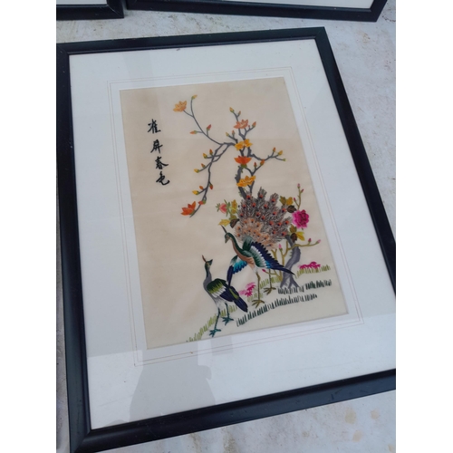 400A - Various pictures, Chinese silkworks of Exotic birds, all signed , prints some suitable for frames et... 