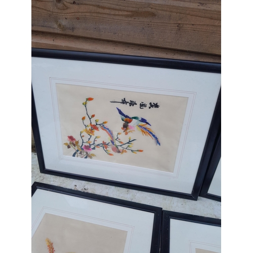 400A - Various pictures, Chinese silkworks of Exotic birds, all signed , prints some suitable for frames et... 