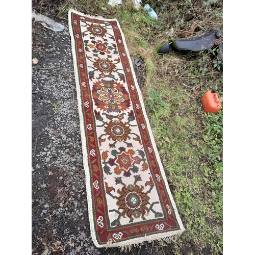558 - Vintage hand woven Persian runner with white ground