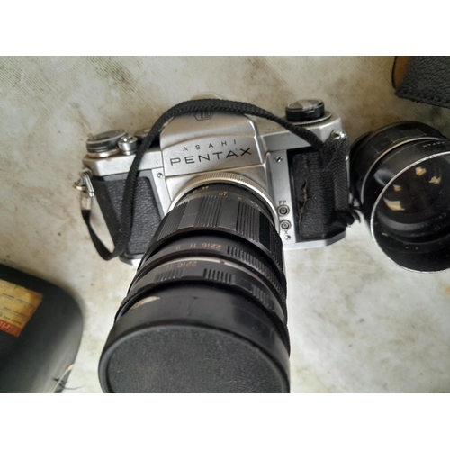 9 - Vintage camera : Pentax Ashai S1A camera body , Hanimex lens, Takuma lens and teleconverter etc. in ... 