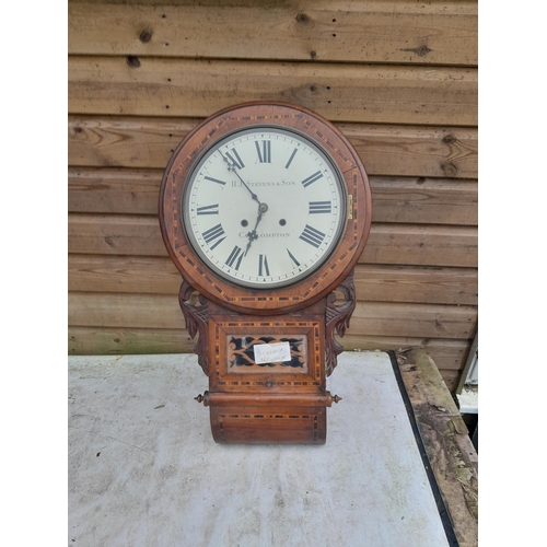 13 - Edwardian inlaid wall clock by H J Stevens & Son of Cullompton, west country interest