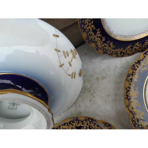 16 - Limoges blue and gilt dinner ware