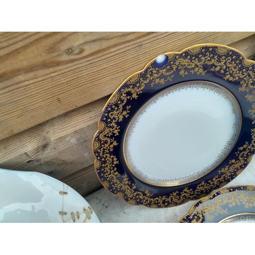 16 - Limoges blue and gilt dinner ware