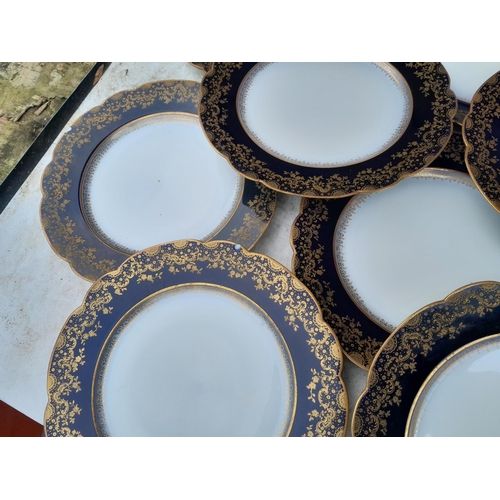 16 - Limoges blue and gilt dinner ware