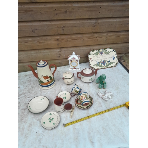 24 - Assorted Torquay ware, Chinese enamel jar and cover, and other pottery items