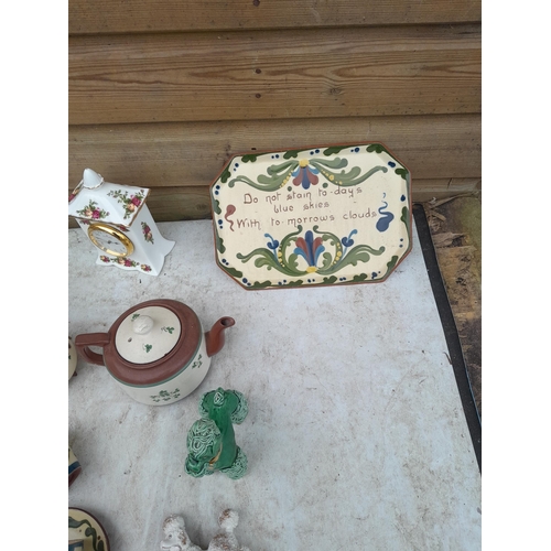 24 - Assorted Torquay ware, Chinese enamel jar and cover, and other pottery items