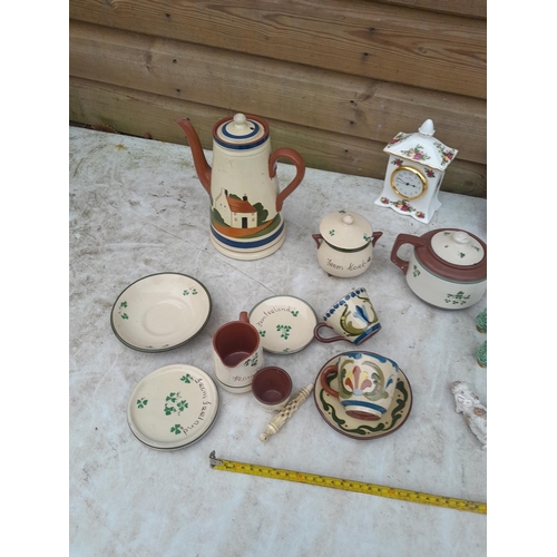 24 - Assorted Torquay ware, Chinese enamel jar and cover, and other pottery items