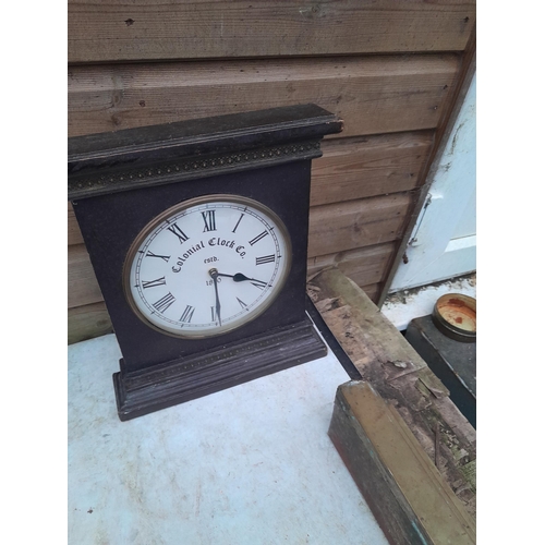 46 - Victorian brass fire kerb, modern clock & mirror