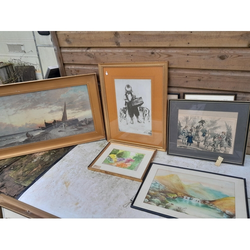 50 - An Array of various prints & 1 x watercolour not signed