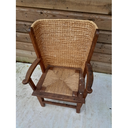 56 - Vintage smaller size Orkney chair with drop in seat (Arts and Crafts and Scottish vernacular furnitu... 