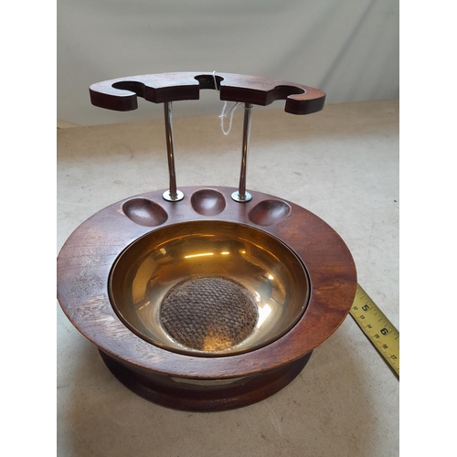 78 - Rare mid 20th century Dunhill pipe stand with removable brass ash container stamped underneath and i... 