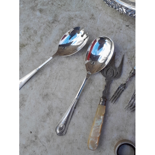 534 - Silver plated tureen and cover, walnut pick and plated cutlery