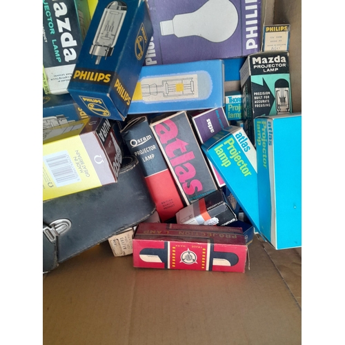 27 - Good array of projector lamp bulbs, New Old Stock, Atlas, Osram, Thorne, Mazda, Philips