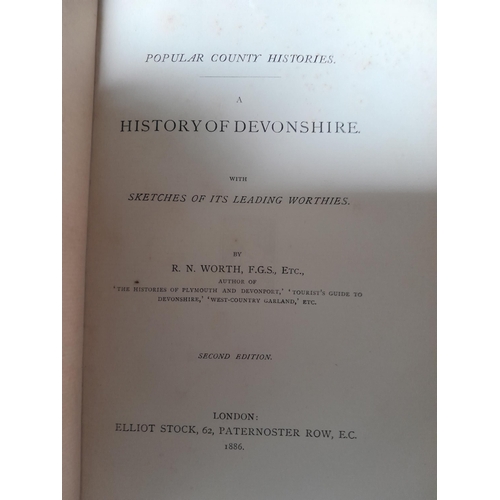 31 - Box of books : mainly Devon interest including 1886 Second Edition History of Devonshire by R N Wort... 