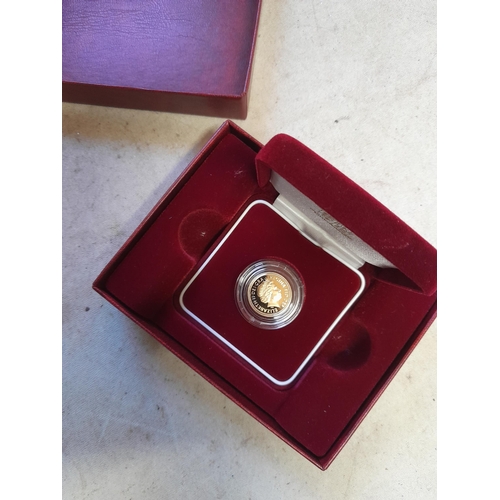 224 - 2002 Ltd Edition Proof 22 Ct Gold Half Sovereign, in lavish Royal Mint Pack of issue and COA