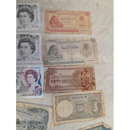 244 - Bank notes : 3 x £5 notes (2 x Bank of England , 1 x Isle of Man) & other notes from around the worl... 