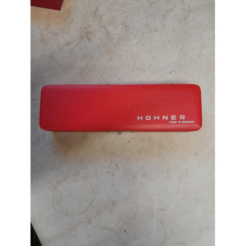 248 - Vintage Hohner chromatic Chromonika harmonica in case of issue