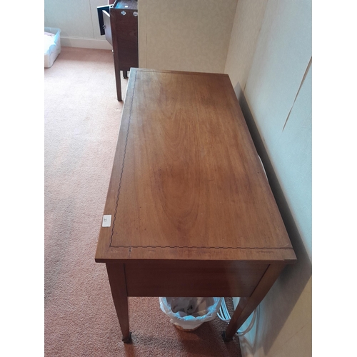 22 - Edwardian mahogany three drawer side table 108 cms x 50 cms x 80 cms