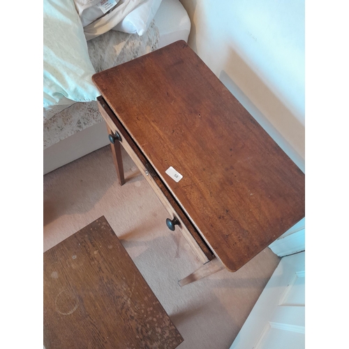 59 - 19th century mahogany side table and 20th century oak occasional table 60 cms x 30 cms x 70 cms