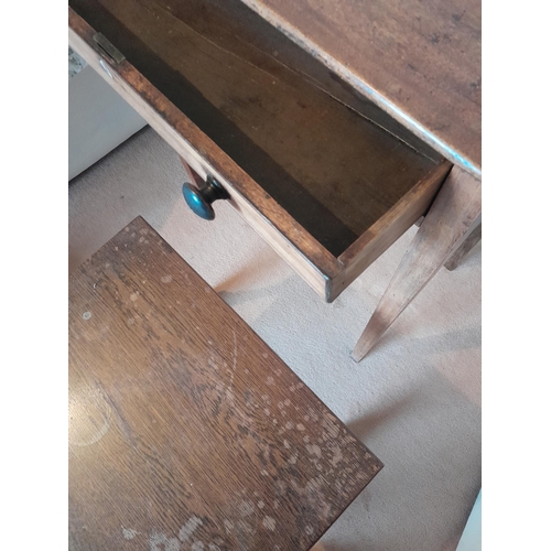 59 - 19th century mahogany side table and 20th century oak occasional table 60 cms x 30 cms x 70 cms