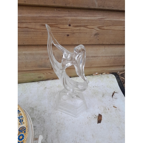 281 - Art Deco style glass figure of a lady and other china ware