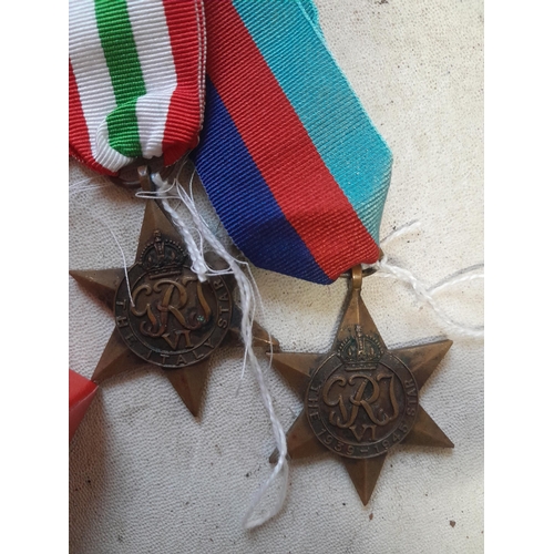 289 - 3 x medals : Italy Star, 1939- 1945 Star Germany Service medal awarded to CFN T. Dickinson and other... 