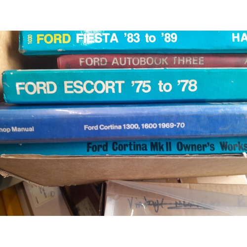 308 - Box of vintage Haynes and other car manuals : Ford Consul, Escort, Cortina interest