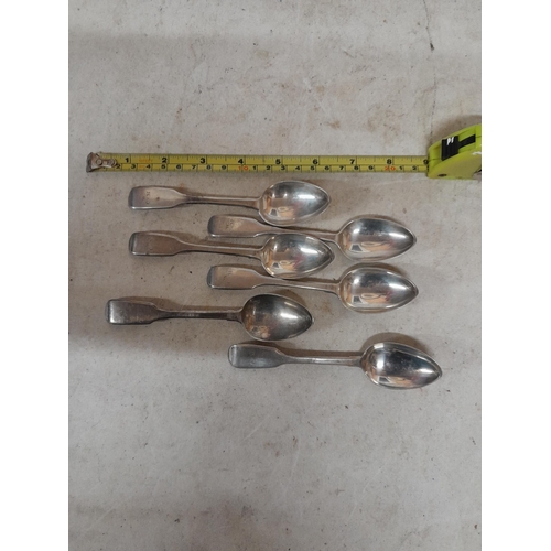 366 - Set of six solid silver teaspoons London 131 g