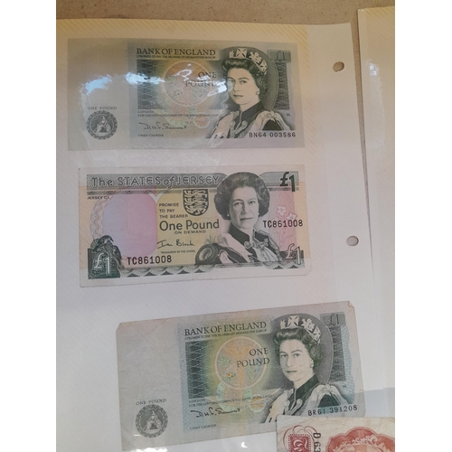 19 - Banknotes : £7 x £1 assorted Chief Cashiers and other notes GB and Foreign