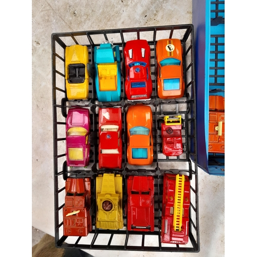 39 - Die cast toy cars, Hotwheels. Corgi and others, play worn but in good order in Matchbox carry case