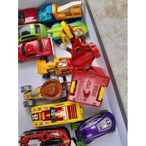 40 - Die cast toy cars, Hotwheels. Corgi and others, play worn but in good order