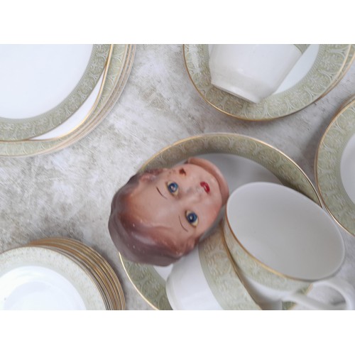 50 - Royal Doulton Sonnet pattern dinner and tea ware and dolls bisque head