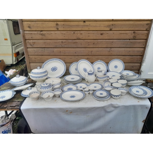 52 - Large amount of Wedgwood blue and white Rome pattern dinnerware, mainly in good order one serving tu... 