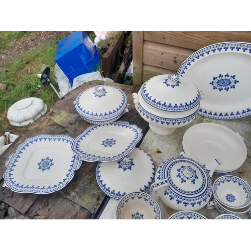 52 - Large amount of Wedgwood blue and white Rome pattern dinnerware, mainly in good order one serving tu... 